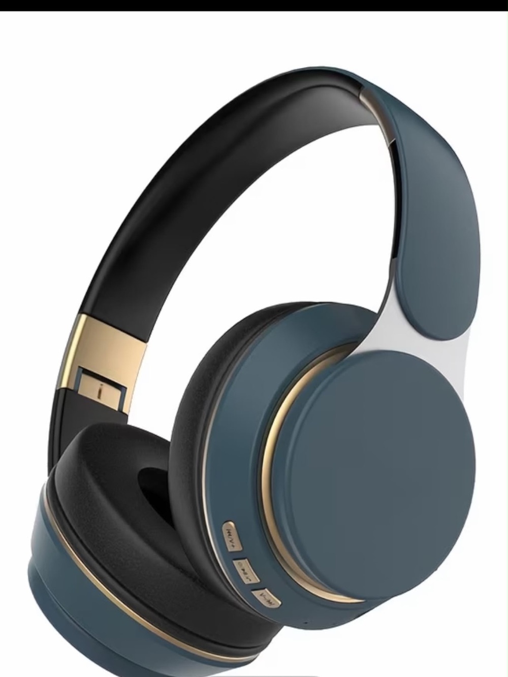 Wireless Over-Ear Headphones in Slate Blue with Gold Accents